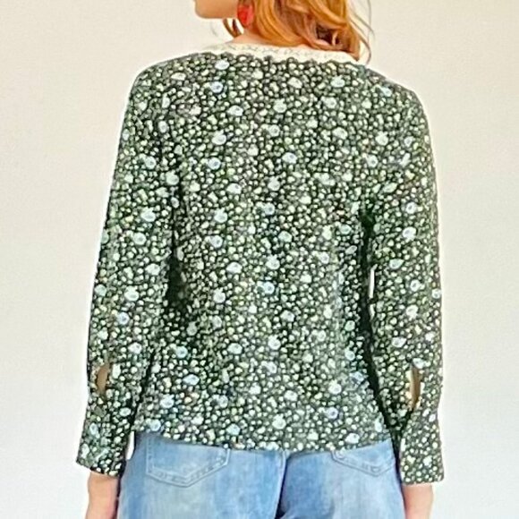 Allegra K Long Sleeve Blue Floral Blouse, Tie Closure (XL) NWT - Picture 3 of 14